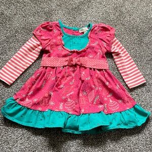 Matilda Jane Holiday Ornament dress 12-18 months Christmas pink green